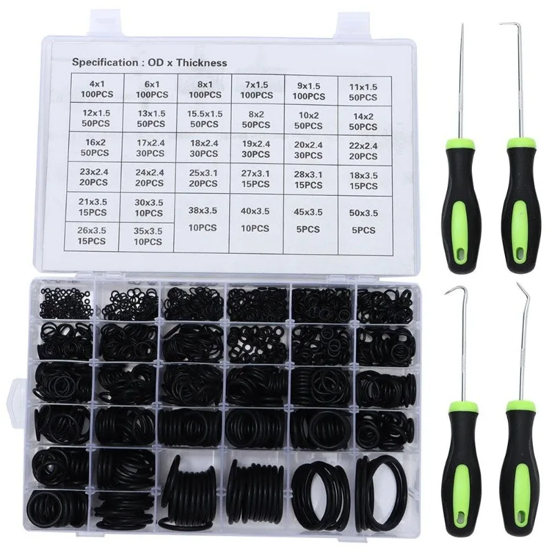 

1225PCS Rubber O Ring Oil Resistance O-Ring Washer Gasket Seals Assortment Different Size With Box+4Pcs Green Oil Seal Driver