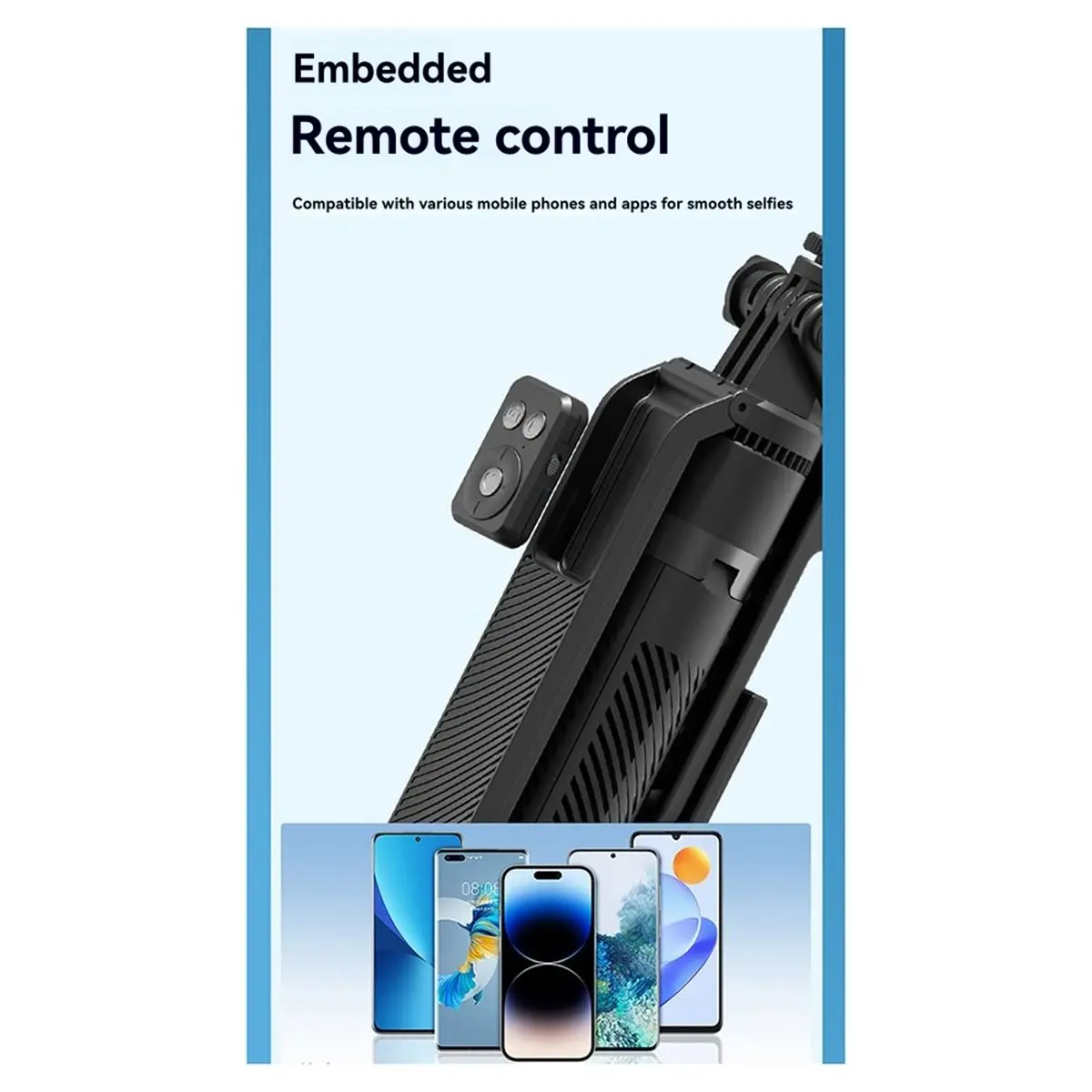 1,8 m de largo 360 °   Palo de Selfie para teléfono con cabezal giratorio, soporte de cuatro patas, trípode de expansión remota Bluetooth para teléfono inteligente, color negro