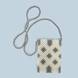 Handmade Beaded Bag for Women, New Style, Graceful, Small Fresh Pearl Phone Bag, Single Shoulder Crossbody Bag, 2024
