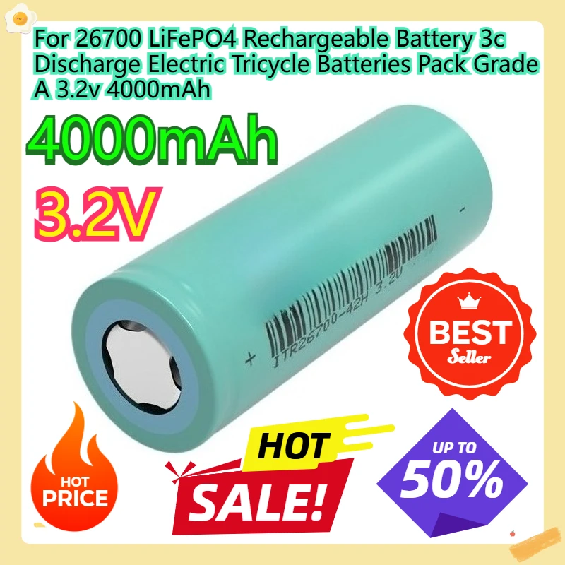 

For 26700 LiFePO4 Rechargeable Battery 3c Discharge Electric Tricycle Batteries Pack Grade A 3.2v 4000mAh