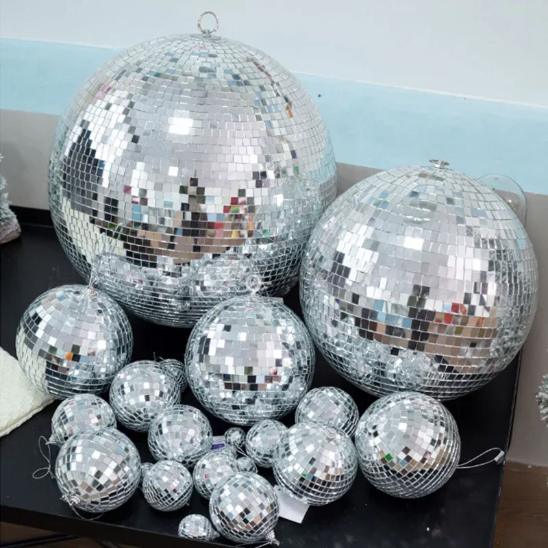 20 Pcs Silver for Mirror Ball Hanging 3/4/5/6cm Glass Disco Ball Decorations with Rope for Holiday Party Decorations