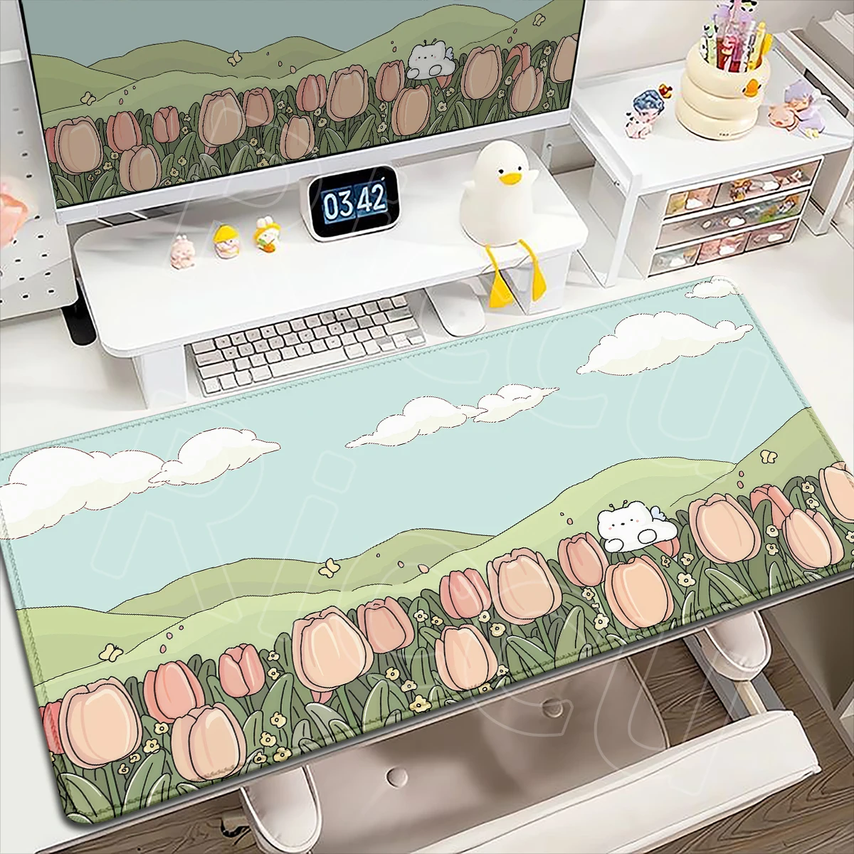 Kawaii Cartoon Rabbit Cat Dog HD Printing Mousepads Extended Washable Rubber Maus Pad Game Home Office Decor Keyboard Pad Carpet
