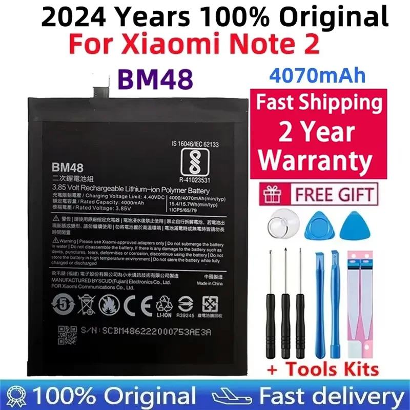 

2024 Years Original Phone Battery BM48 For Xiaomi Note 2 Note2 High Quality Replacement Battery 4070mAh Fast Shipping