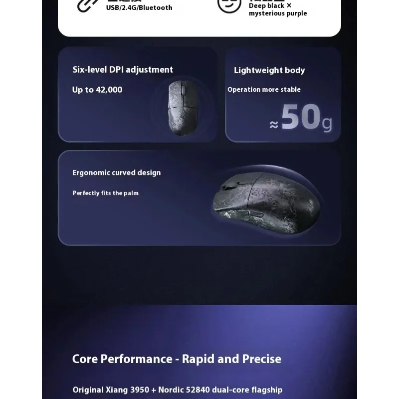 IPI Qi мышь из углеродного волокна Paw3950 Беспроводная игровая мышь 8000 Гц Скорость заката Трехрежимные игровые мыши Gamer Nordic52840 Эффективная