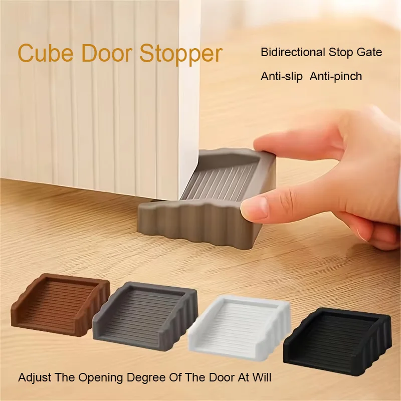 1/2/4Pcs Two-Way Rubber Door Stoppers Small Cube Doorstops Door Stops for Bottom of Door on Home Office Workshops Carpet