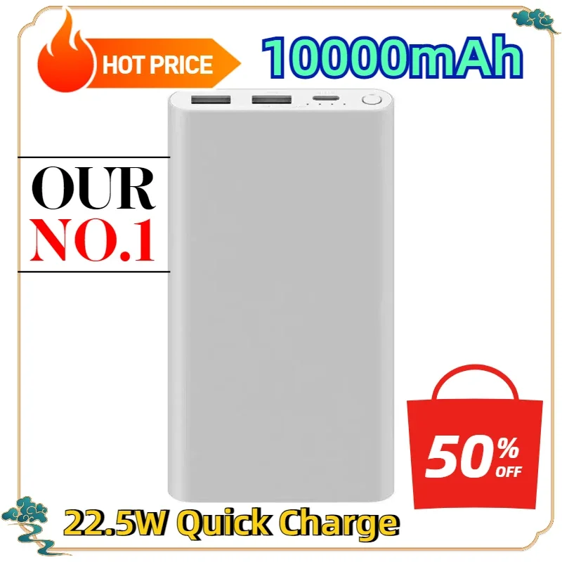 

Two-way Type-C 3 Output Portable Charger Power Bank Powerbank 10000mAh 22.5W Quick Charge