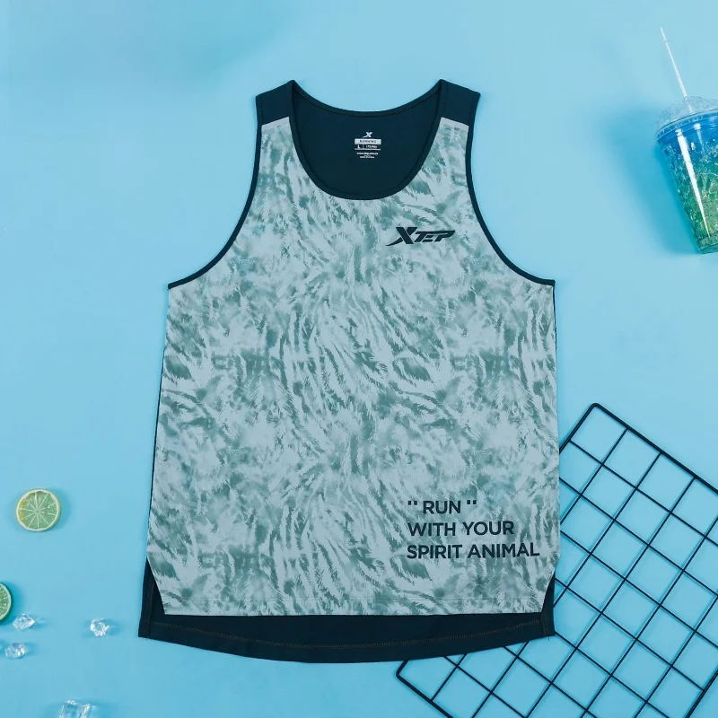 XTEP Men's Sport T-shirt Casual Running Marathon Quick Dry Fitness Basketball Vest Top Training Loose Fit round Neck Tee