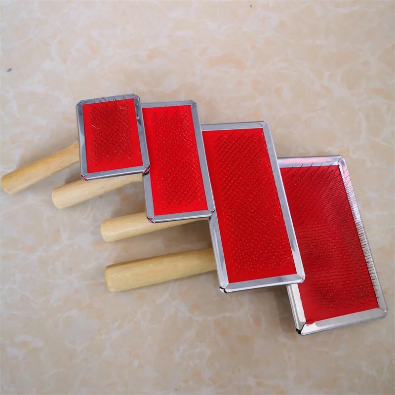 Pet Wooden Handle Needle Comb, Pet Comb, Dog Hair Needle Comb, Small Medium Large, Wooden Handle, Wire Brush