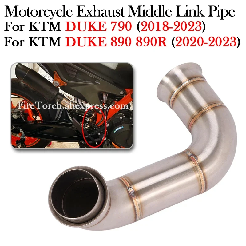 Slip On For KTM DUKE 790 890 890R 2018 - 2022 2023 Motorcycle Exhaust System Escape Moto Modify Middle Link Pipe