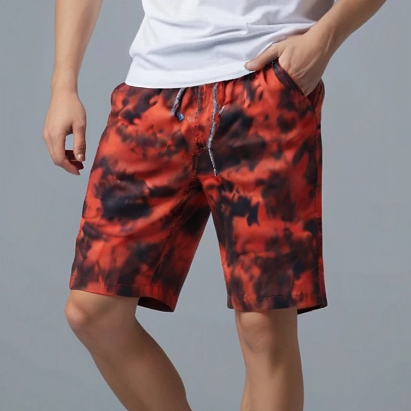 

Мужские летние шорты из хлопка с градиентным принтом тай-дай, тонкие повседневные рабочие шорты, дышащие быстросохнущие пляжные бриджи для активного отдыха