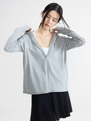 DUSHU【3 Colors】Women Sun Protecting Clothing Zipper Placket Female Hooded Long Sleeve Summer Sun Protect Thin Coats 24DS82769