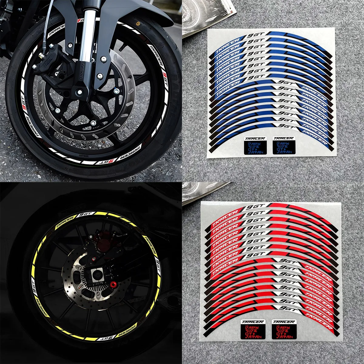 For YAMAHA Tracer 9 GT Motorcycle Reflective Decals Accessories Motor Cycle Scoote Tyre Wheel Hub Rim Stripe Tape Stickers