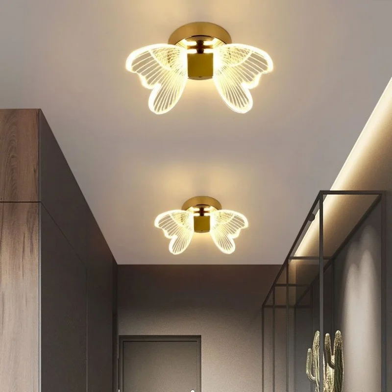 

Homhi Acrylic Gold Butterfly Corridor Light Bedroom Living Room Ceiling Lamp Chandeliers For Dining Room Home Decoration HZL-088