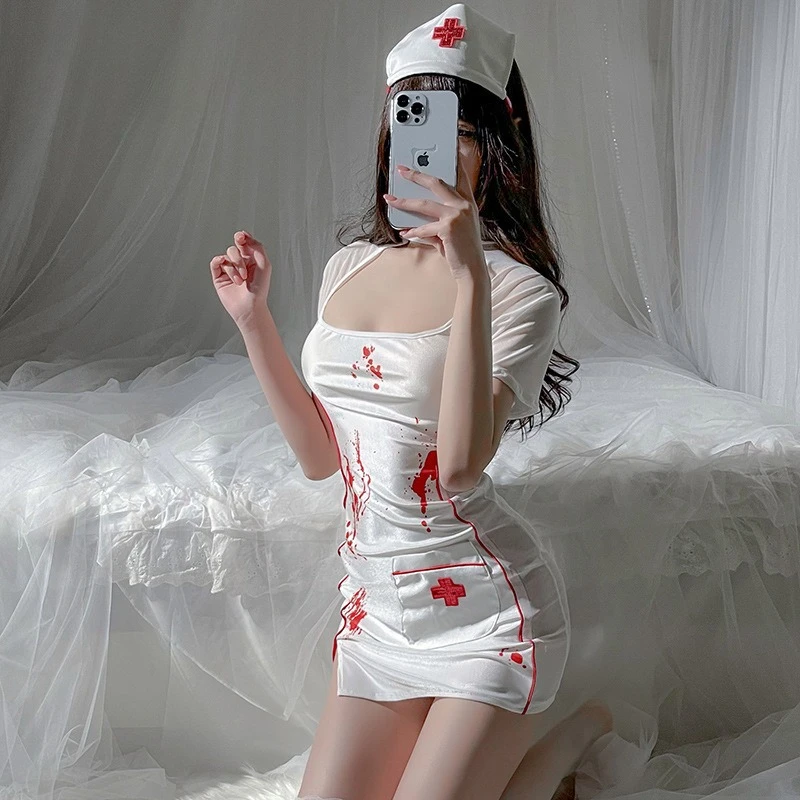 جنسي الملابس الداخلية ممرضة تأثيري موحدة زي بيبي دول زي غريب مثير تأثيري ازياء هالوين الزي الإباحية نادي إغراء