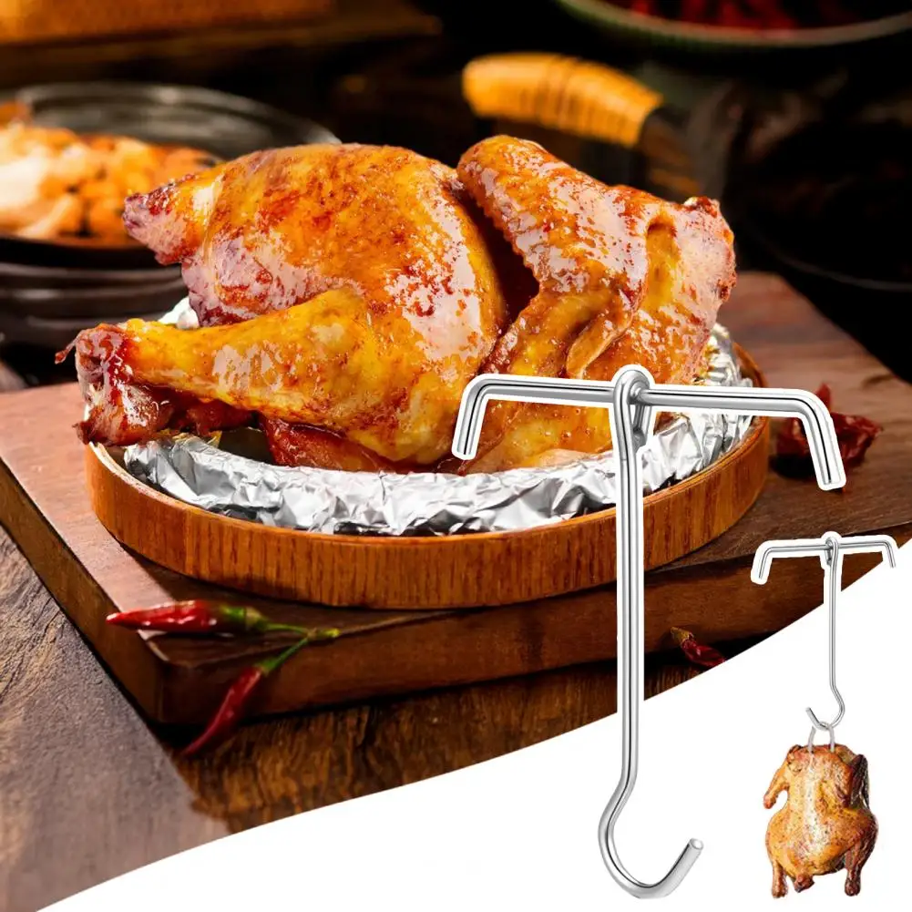 304 Stainless Steel Hooks Heavy Duty Stainless Steel Turkey Hooks Dual Poultry Lifting Hangers 304 Frying Pot for Outdoor
