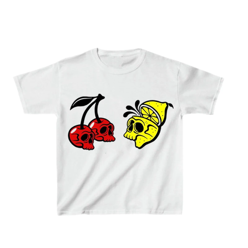 

Summer hip-hop street women's T-shirt retro style aesthetic hand-painted printing Harajuku Slim short-sleeved top Y2k clothing