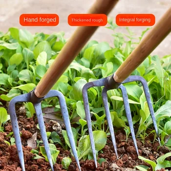 Garden rake loose soil rake farm tools three tooth rake iron rake agricultural tools hoe digging soil Trident rake iron