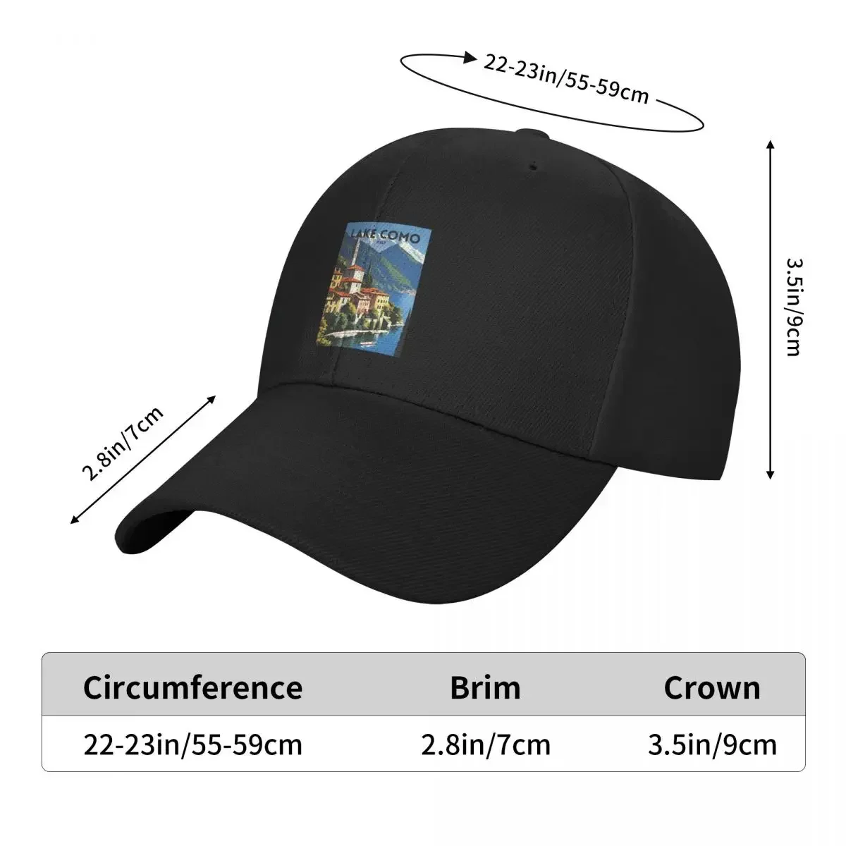 Lake Como Italy Traditional Travel Poster Baseball Cap hiking hat Anime Fashion Beach hats for men Caps Women Men's