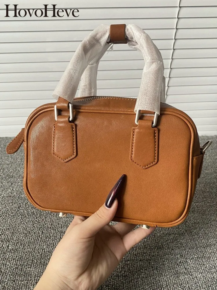 

Женская сумка из натуральной кожи, однотонная, из воловьей кожи, модная сумка-кроссбоди на молнии, на одно плечо, в форме подушки