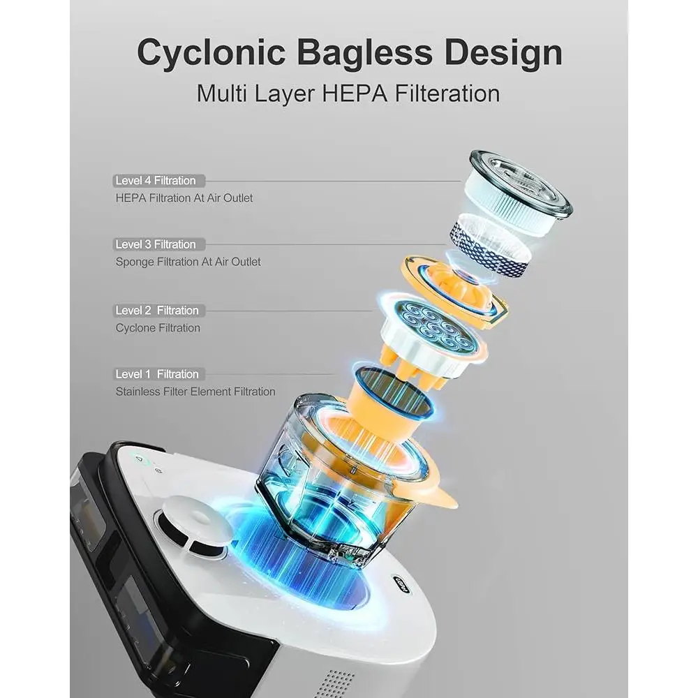 Обновление 2024 года, автоматический робот-пылесос, швабра 22000 Па, всасывание, мощная очистка, самоопорожняющийся умный HEPA-фильтр для предотвращения препятствий