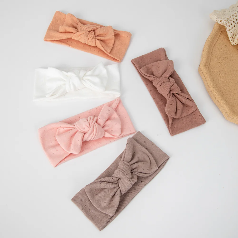 Yoga Organic Cotton Baby Girls Headbands Elastic Bow Tie Hairbands Hollow Turban Headwraps Kids Headwear Hair Accessories