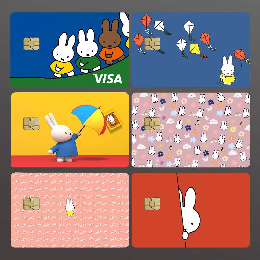 Cute M-Miffy Credit Skin Cover Card Stickers 4PCS Film Bus Pass Front Decoration Bank Debit Waterproof