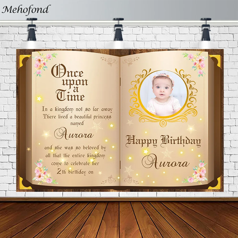 

Mehofond Fairytale Book Backdrop Little Girl Birthday Party Decoration Garden Photography Background Custom Photos Photo Studio