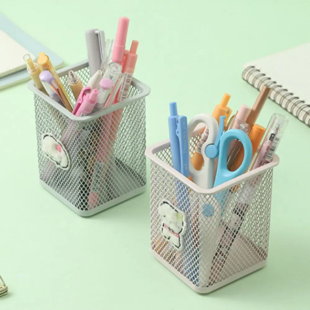 

Square Pen Pot Metal Mesh Pencil Holder Multifunction Egg Shell Desktop Storage Box Durable Square Pencil Box Home Office