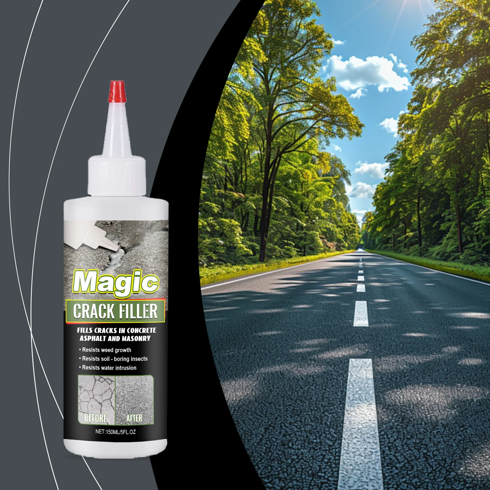 Asphalt Crack Filler Blacktop Driveway Sealant Crack Repair For Concrete Asphalt Road Sidewalk Driveways Pavement Repair Sealant