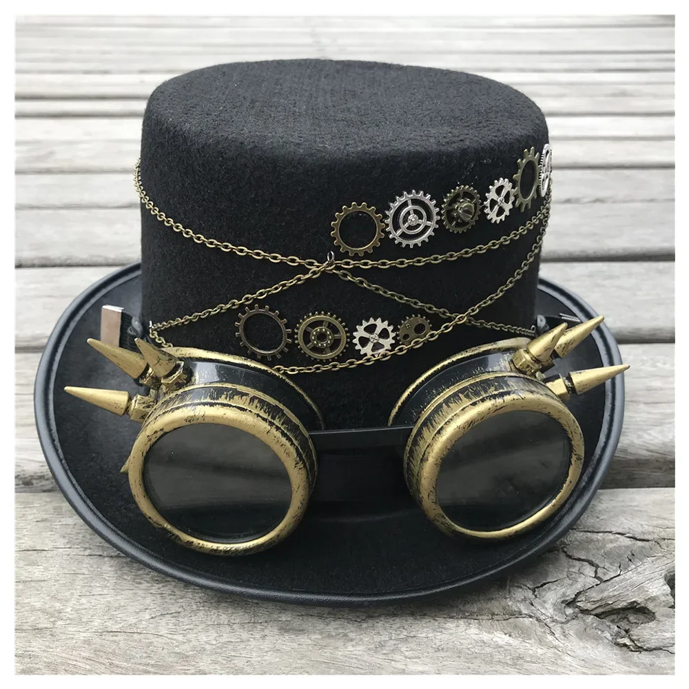 new-men-women-vintage-handmade-steampunk-top-hat-with-gear-glasses-stage-magic-hat-bowler-hat-size-57cm