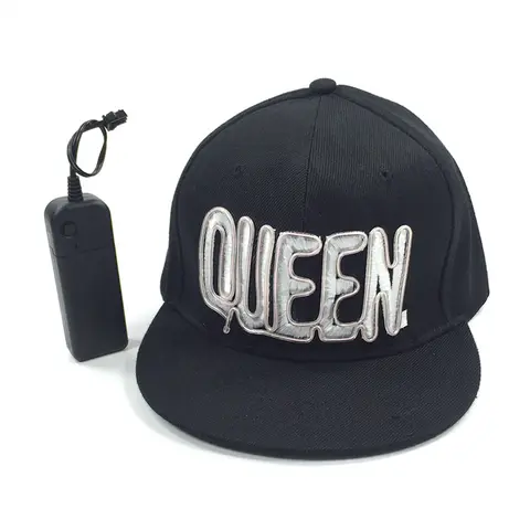 LED-ljus bokstav QUEEN KING hatt casual blinkande glöd rave festkeps par hip-hop lysande hatt klubb bar bröllopstillbehör 8 best sales Kunglig keps - №8