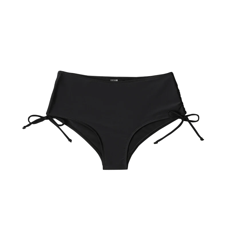 1Pc New High Waist Bikini Shorts Women Sexy short Side Drawstrings Full-Hip Swimwear Bathing Suit Solid Color Swim Shorts