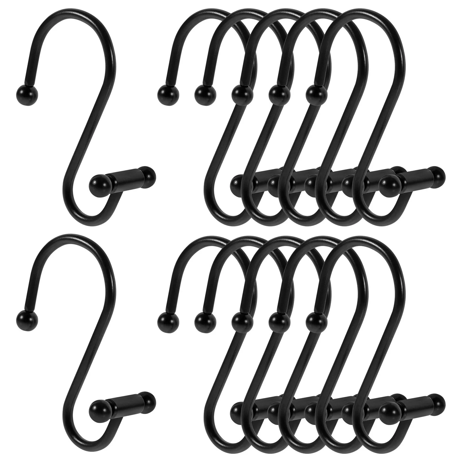 12 قطعة S على شكل الفولاذ المقاوم للصدأ دش الستار الشماعات سهلة التنظيف الحمام ديكور الستار شماعات الحمام السنانير للتعليق