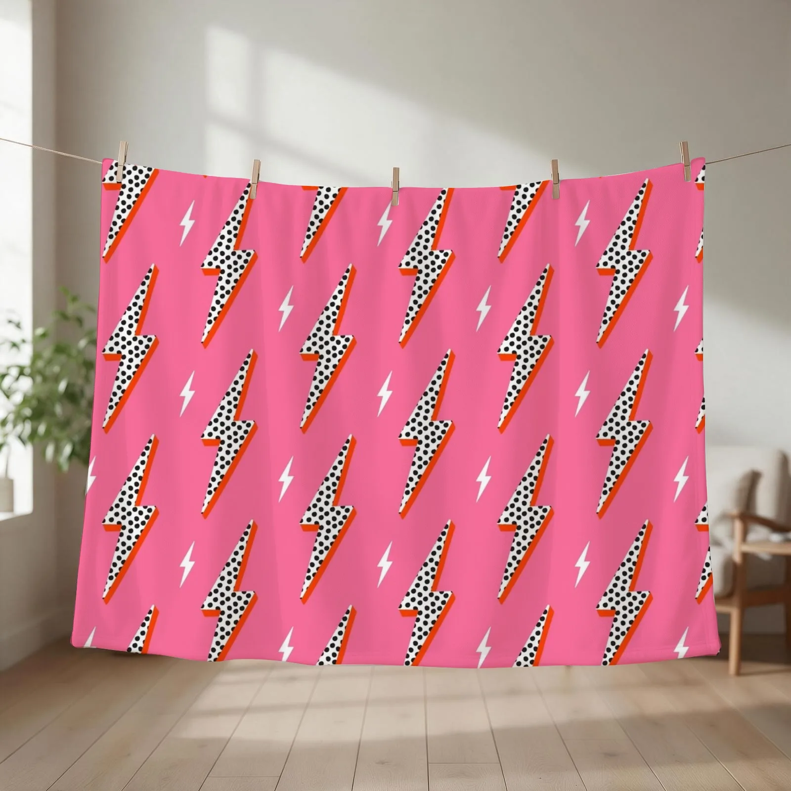 Lightning bolt thunder flash preppy pink Throw Blanket Hairy Luxury Plaid Furrys Blankets
