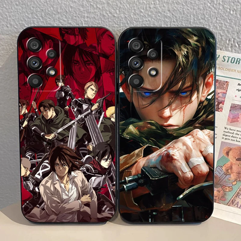 Anime Attacks On T-Titan For Samsung A53 A52 A33 A32 A51 A71 A21S A13 A73 A55 A22 A23 A35 A72 A54 A12 5G Black Funda Phone Case