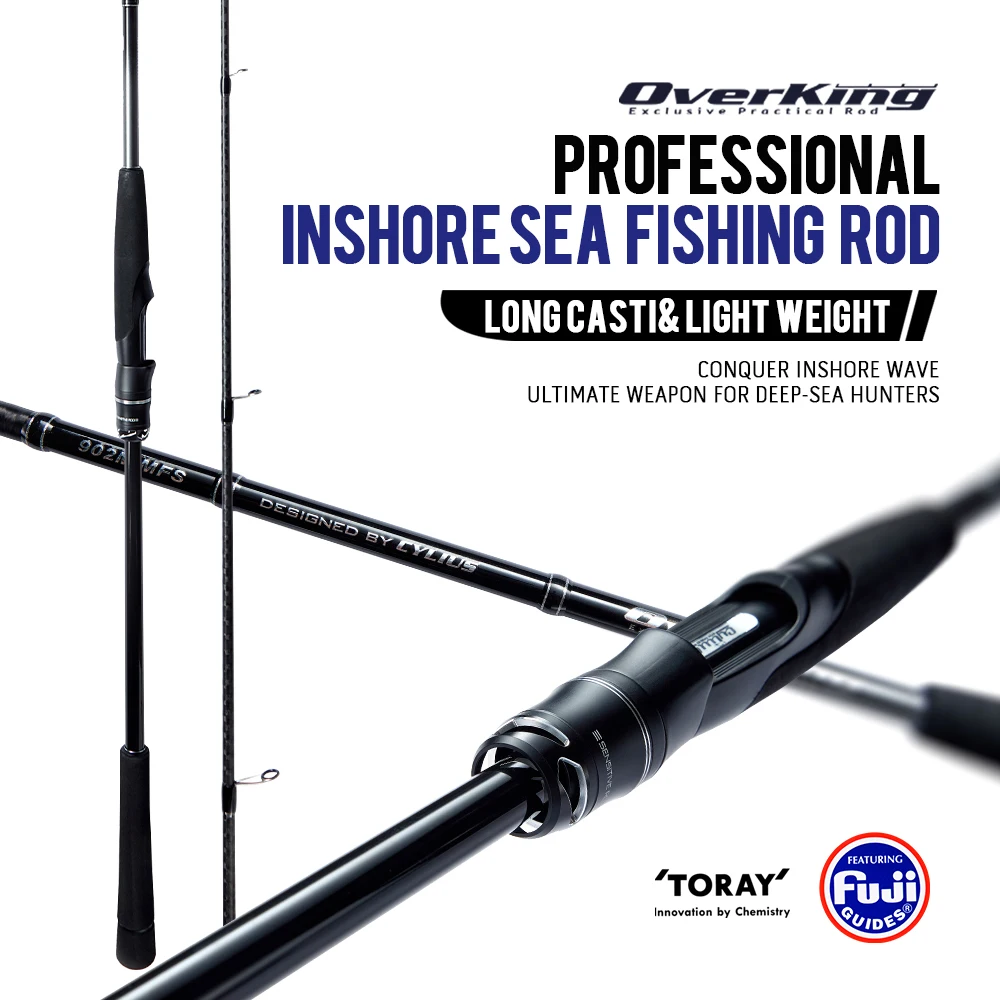 CYLIUS Overking Longcast Inshore البحر باس الصيد رود 40T الكربون خفيفة فوجي الدائري 2 قسم المياه المالحة الغزل قضيب