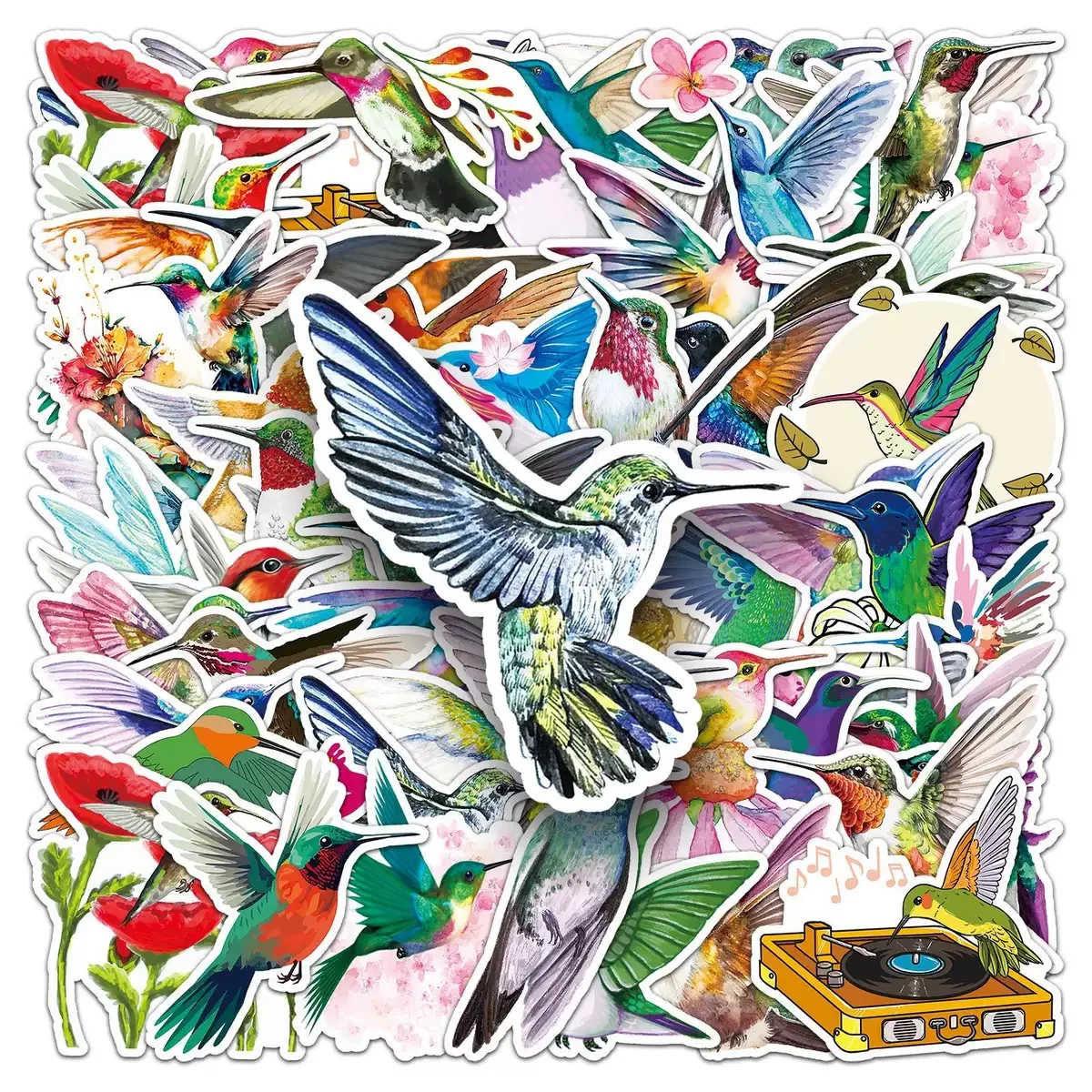 

10/50PCS Colorful Cute Animal Hummingbird Stickers Bird Graffiti DIY Scrapbook Laptop Phone Guitar Luggage Decal Sticker Kid Toy