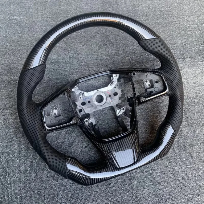Sport Style Unique Design Carbon Fiber Car Steering Wheel for Honda Civic 11th Gen Perforated Leather Steering Wheel