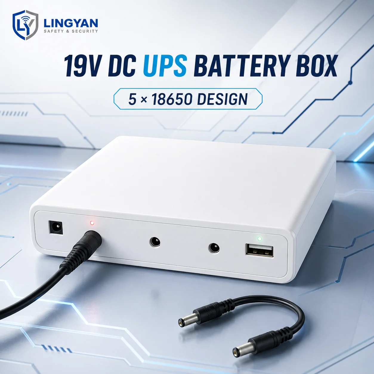 Uninterruptible DC Power Housing 5‑Cell 18650 19V DC UPS Supply Kit With DC5525 Port For All‑in‑One PC DIY Backup Power Project