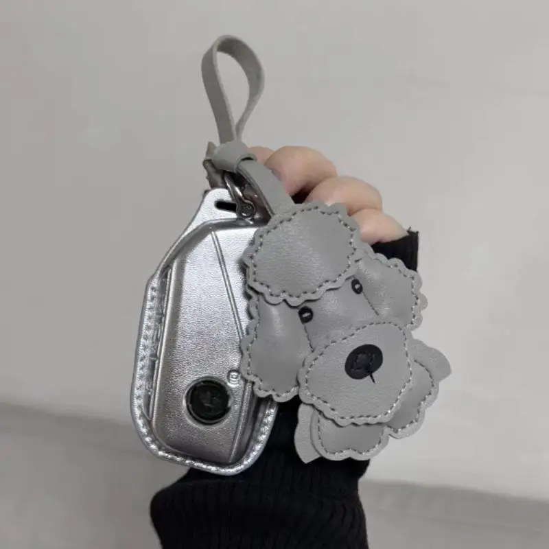 

Classic Cute Puppy Teddy Dog Bag Pendant Key Chain Fashion PU Leather Animals Key Ring Fashion Handbag Decoration Accessories