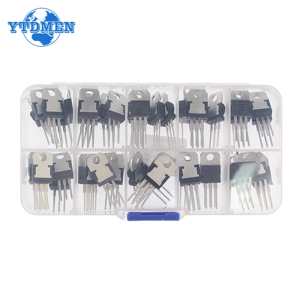 50PCS Voltage Regulator 7805CV L7806CV L7808CV L7809CV L7810CV L7812CV L7815CV L7818CV L7824CV LM317T TO-220 Transistors IC Kit