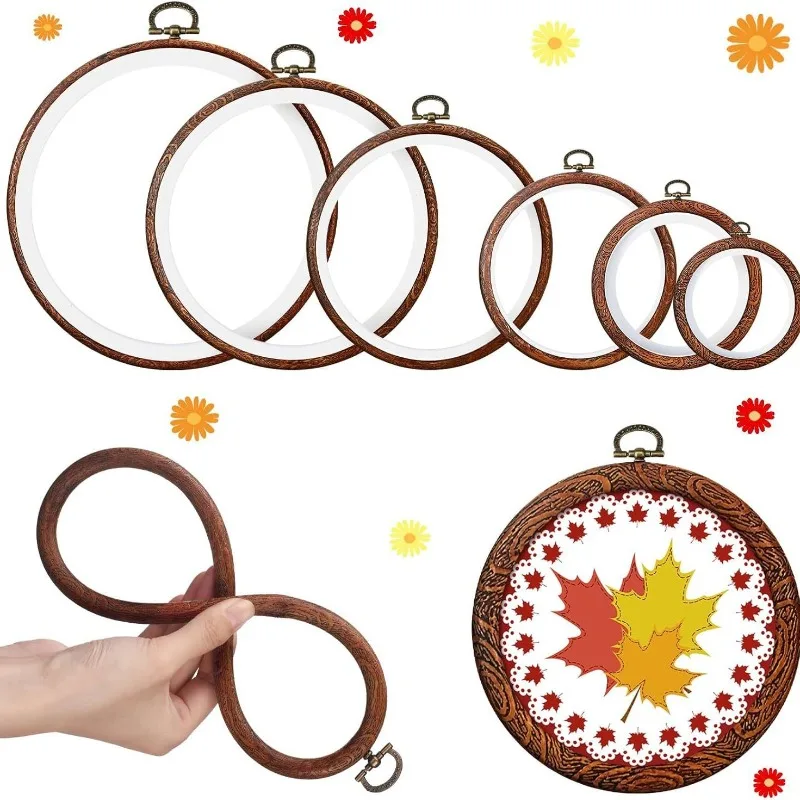 

6-piece set of circular embroidery ring frame with 16 needle circular rubber ring, used for cross stitch decoration display