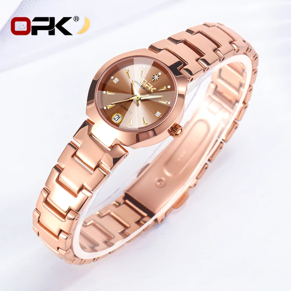 OPK 8105 Women Watches Elegant Luxury Original Quartz Wristwatch Waterproof Luminous Stainless Steel Date Watches For Women