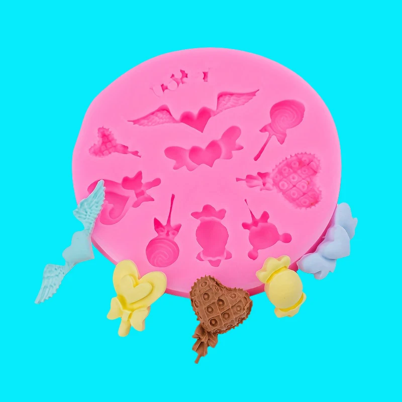 1 piece, Love Lollipop Wings Angel Silicone Flip Sugar Mold Chocolate Mold Decorative Soft Pottery Mold