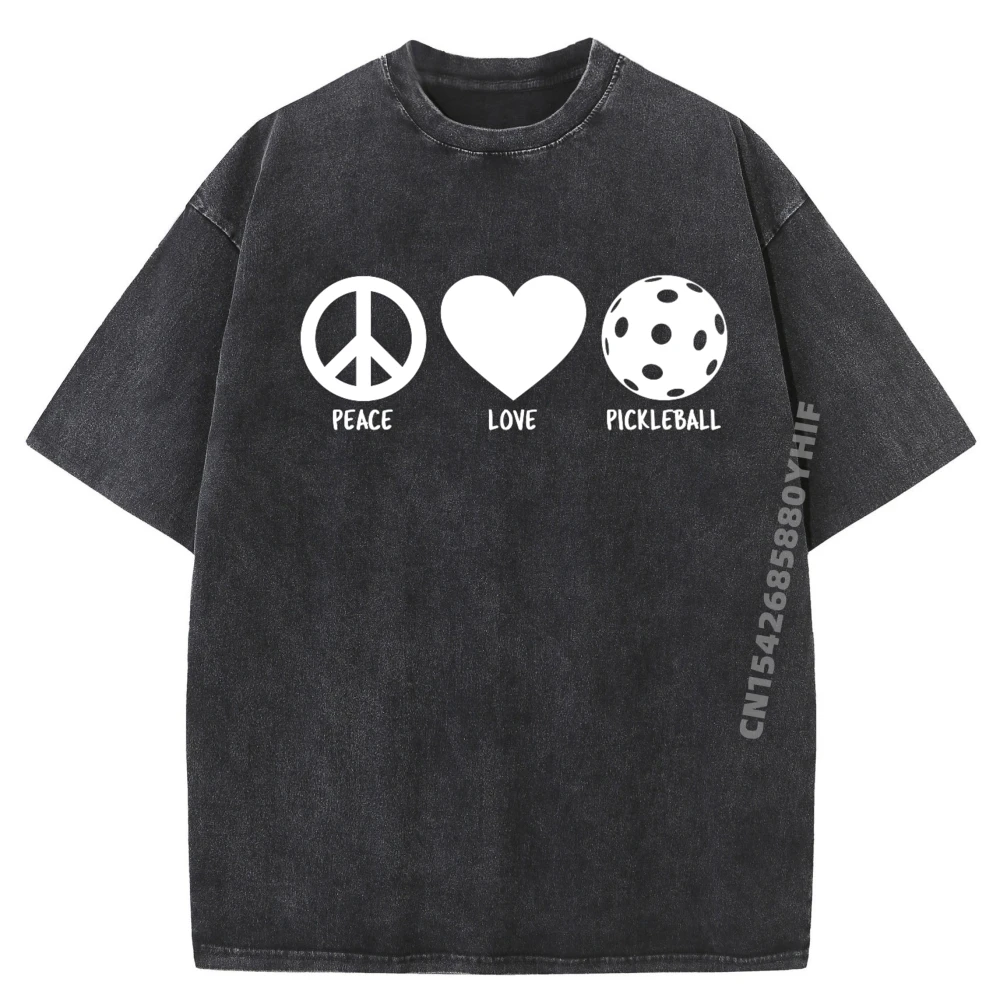 

Peace Love Pickleball Designer T Shirt Men Graphic Shirt Mens Vintage Washed Clothes Mens Simple Printed Tops
