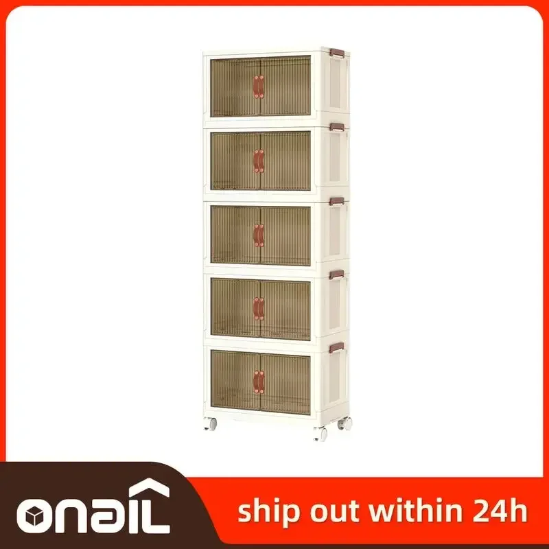 ONAIL  Foldable Storage Box with Wheels for Kitchen Bedroom Bathroom warehouse with Lid, Stackable Household Storage Holders