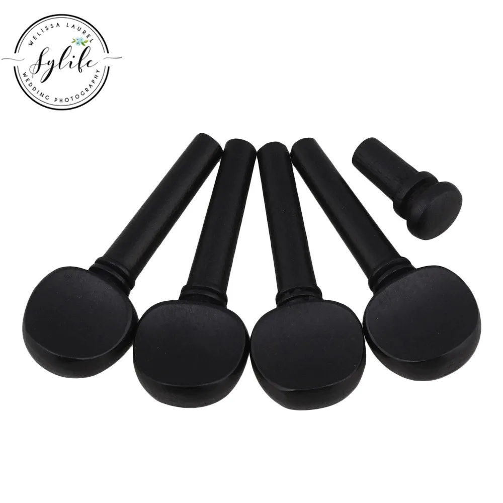 Black 4/4 Violin Tuning Pegs Tuners with Tail End Pin 61x23mm