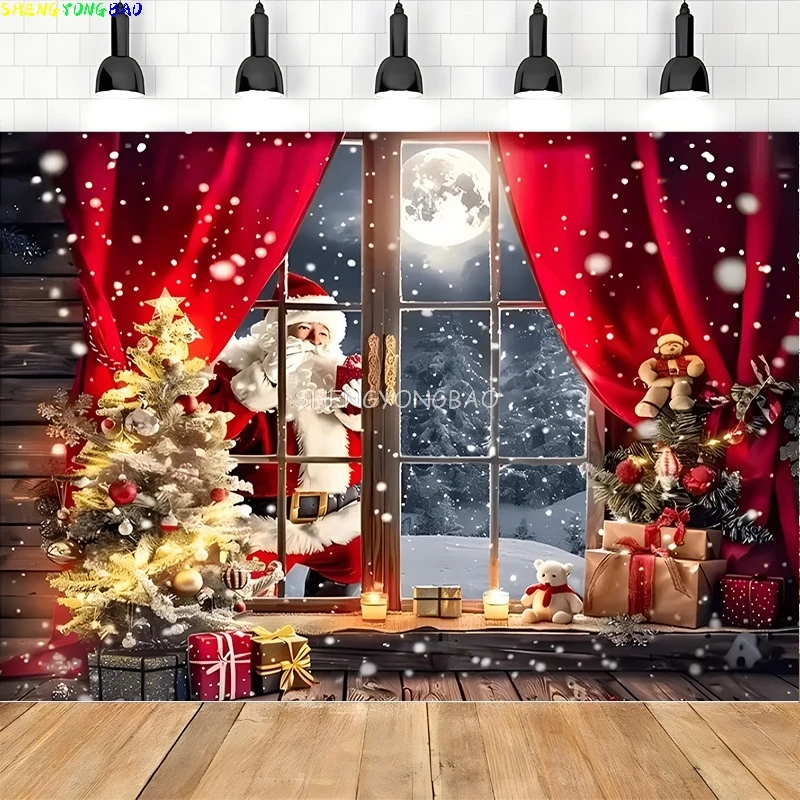 

Christmas Day Flower Wreath Photography Backdrops Props Indoor Decoration Winter Wonderful Xmas Eve New Year Background RD-50