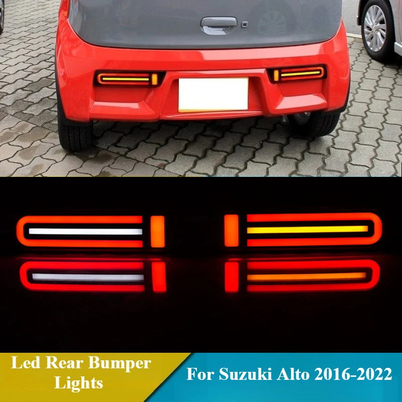 

For Suzuki Alto 2016-2021 2022 Led Rear Bumper Lights Reflector DRL With Dynamic Turn Singal, Led Brake Reversing Driving Lights