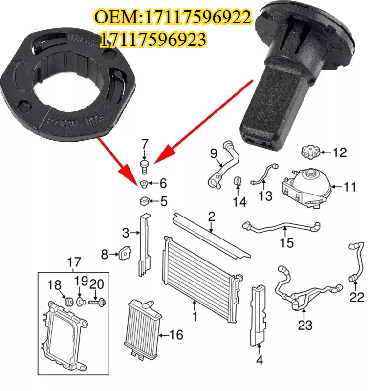 

Upper Radiator Mount Bushing Bracket Support Sleeve for BMW 2-4 Series F22 F30 F32 M2 228i 328i 320i OEM:17117596922 17117596923